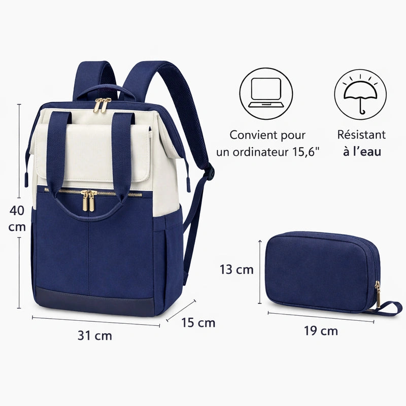 Dimensions du sac à langer à dos bleu