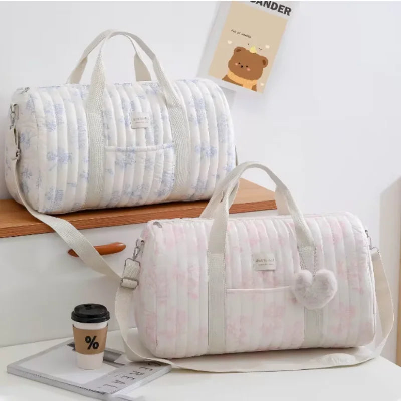 Grand sac à langer bleu et rose