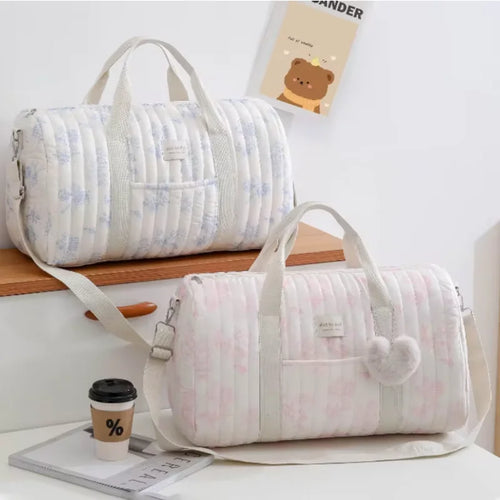 Grand sac à langer bleu et rose