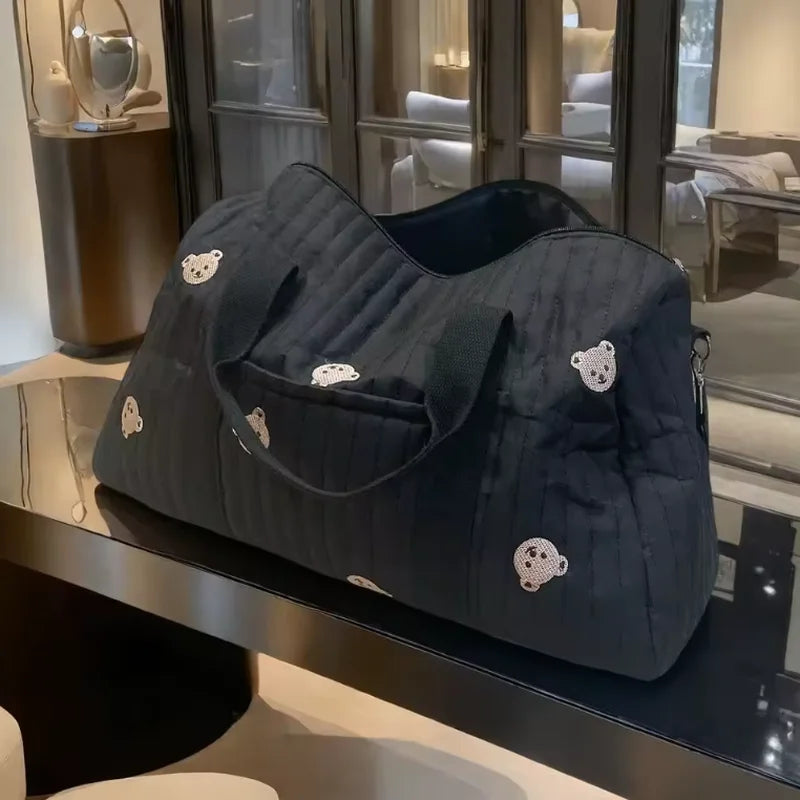 Grand sac à langer noir avec motifs oursons