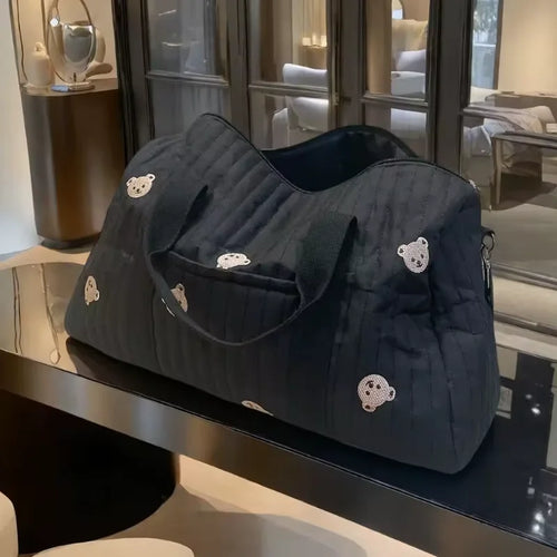 Grand sac à langer noir avec motifs oursons