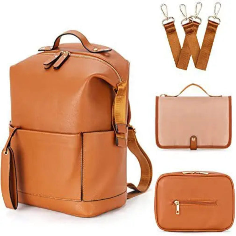 Sac à langer cuir marron