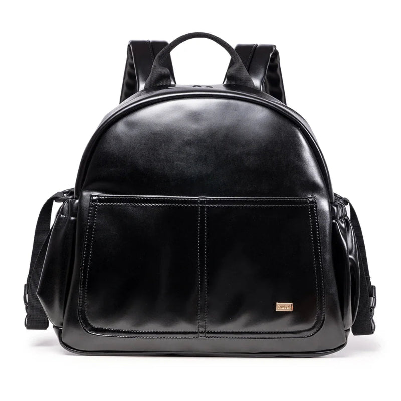 Sac à dos à langer en cuir noir Soboba