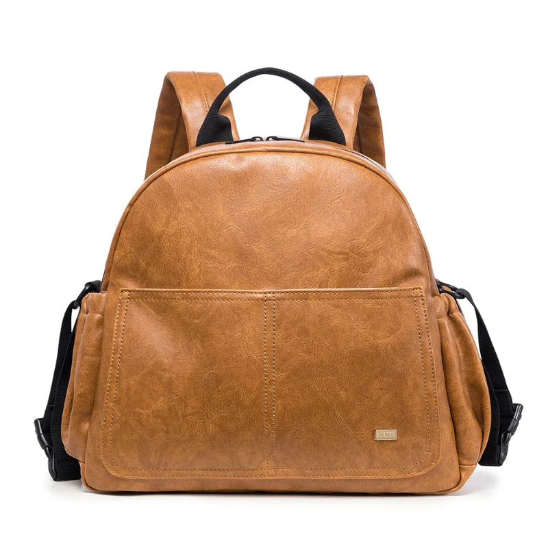 Sac à dos à langer en cuir camel Soboba