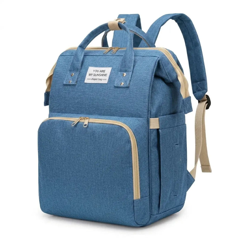 Sac à langer 3 en 1 bleu sur fond blanc