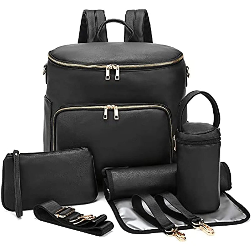 Sac à langer en cuir noir