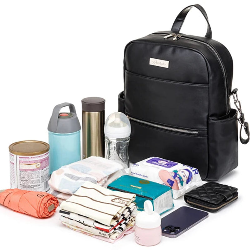 Sac à dos à langer imperméable noir avec accessoires