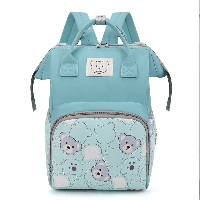 Sac à langer oursons bleu sur fond blanc