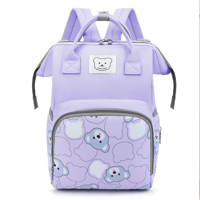 Sac à langer oursons violet sur fond blanc