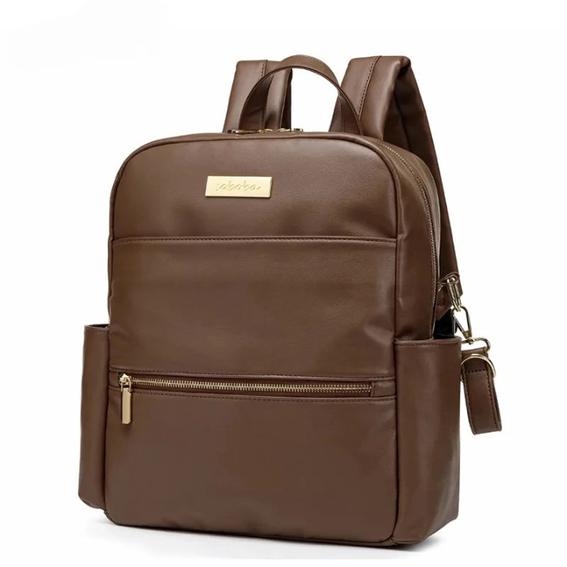Sac à dos à langer imperméable marron